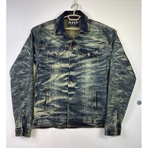 Another Hype Piece Denim Jacket Womens Sz XL Faded Blue Acid Wash Grunge Hipster